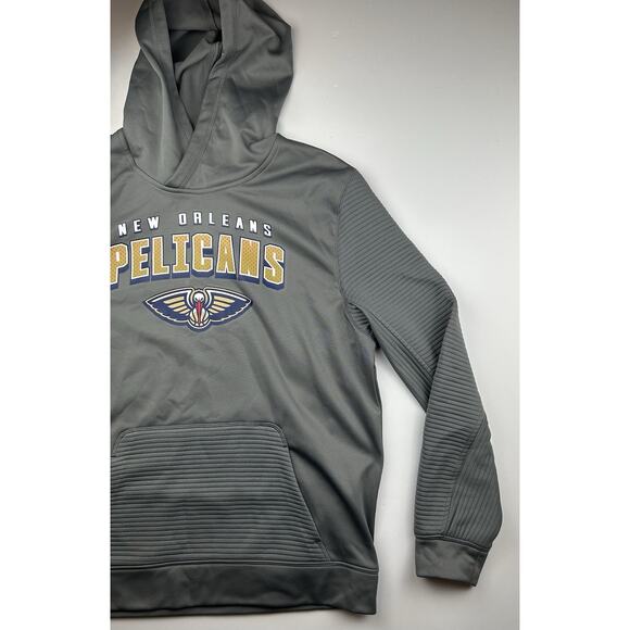 New Orleans Pelicans NBA Brand TX3 Warm Hoodie Sweatshirt Size Large Gray Logo - Picture 5 of 11